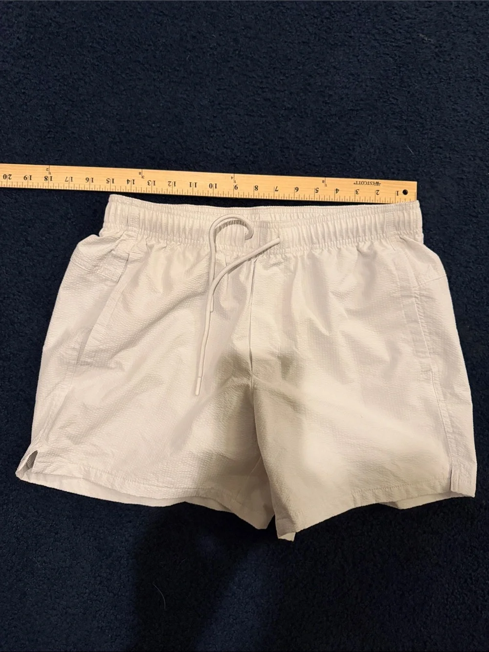 Men's White Swim Trunks - Classic Drawstring Swim Shorts